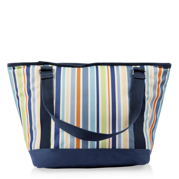 ONIVA™ Topanga Cooler Tote Bag, (St. Tropez Collection Sky Blue With Multi Stripe Pattern
